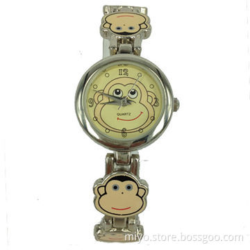 Children's Watch in Silver Case and Silver with Enamel Bracelet, Colorful and Lovely Design